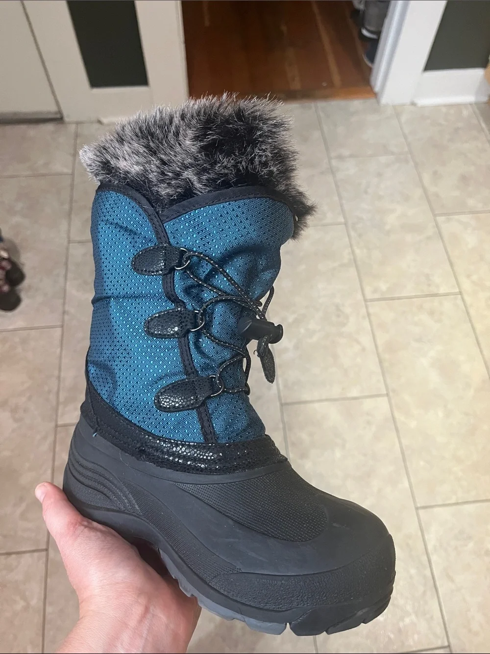 Kamik Blue Waterproof Winter Boot with Faux Fur Trim